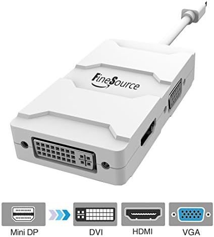 FineSource® Mini DisplayPort Adapter Gold Plated Mini DP(Thunderbolt Port Compatible)to DVI/VGA/HDMI TV AV HDTV 3-in-1 cable (White)