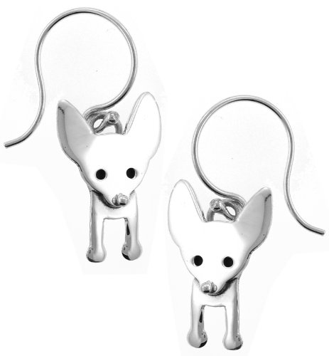 Chihuahua Dog Dangle Sterling Silver Earrings