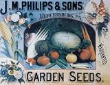 J.M. Philips & Sons Garden Seeds Metal Sign - Bonus Free Mini Plaque