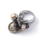 Fossil Stainless Steel JF82233 Coin & Synthetic Pearl Ring