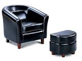 Product details for Black leather like childs size club chair and ottoman