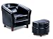 Black leather like childs size club chair and ottoman