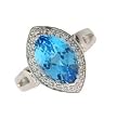 14k White Gold Diamond Blue Topaz Ring