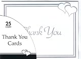 Celebration Silver Hearts Thank You Cards and Envelopes, 5.25 x 4-Inches, 25 Cards per Pack (1615)