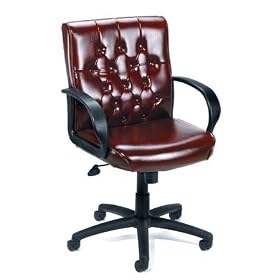 Boss Mid-Back Black Leather Plus Chair, Burgundy by BOSS