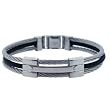 Bracelet Mens Stainless Steel Cable Black Rubber Screw Design 8.25" Bucasi Bracelet Mens Stainless Steel Cable Black Rubber Screw Design 8.25" Bucasi