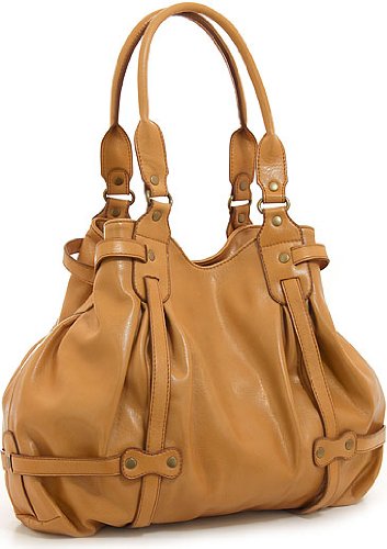 Melie Bianco Gathered & Belted Tote - Grey or Camel