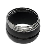 5 PIECE BANGLE SET: Ladies Chunky Mango Wood & Metal Bangle / Bracelet / Cuff Jewelry - One Size Fits Most - Black & Silver
