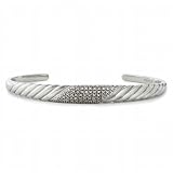 Bridge Jewelry Sterling Silver w/ CZ Accent Bracelet - Silver