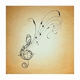 Glasses Cleaning Cloth Medium Sized 2-Sided of Vintage Flourished Treble Clef with Music Notes (Piano Keys)
