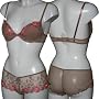 Ex store Big Flowers Air Boost Underwired Bra & Shorts Set Brown