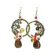 Natural Stone and Multi Bead Charm Casting Metal Ring Drop Earrings Fashion Jewelry