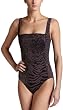 Calvin Klein Women's Animal Print Pleat Front Swimsuit