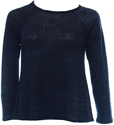 Living Doll Black Marled Medium Junior Scoop Neck Sweater Blue M