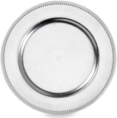 Silver Lacquer Bead Charger Plate - Set of 6