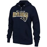 NFL Women's St. Louis Rams Football Classic III Long Sleeve Fullzip Fleece Hoodie (Athletic Navy, Small)
