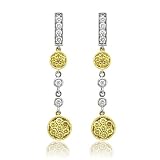 18k Two Tone Gold White and Orange Yellow Diamond Earrings (GH, SI, 0.88 carat)