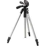 Sunpak 3300 PRO Silver Tripod with 3-Way Pan Tilt Head & Quick Release, Extends to 64.4', Supports 11 lbs, Free Case.