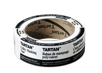 3M 5142-1-1/2 Tartan Brand Masking Tape Film Wrapped 1-1/2 x 60 Yard Roll 10 Pack