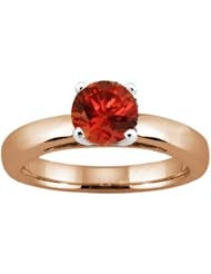 0.80 Ct Round Cognac Red SI1/SI2 Diamond 18K Rose Gold Solitaire Ring