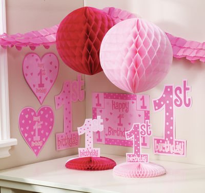 Girl's 1st Birthday Pink Decorating Set
