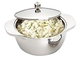 Prestige Polished Stainless Steel Covered Round Insulated Serving Dish, 1.8 Litre