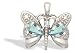 14K White Gold Genuine Pear Aquamarine and Diamond Butterfly Pendant