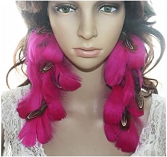 Long Feather Earrings for Women Chain Hot Pink Feather Earrings for Women