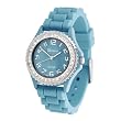 Geneva Platinum CZ Accented Silicone Watch, Small Face