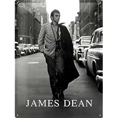 Blechschild James Dean mit Kamera auf Stra�e