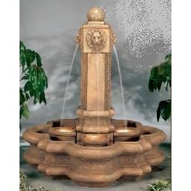 Classic Lion Pillar Fountain by Outdoor Statues