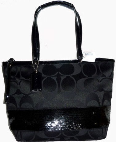 Coach Black Sequins Signature Stripe Tote - 17574 - MFSRP: 8