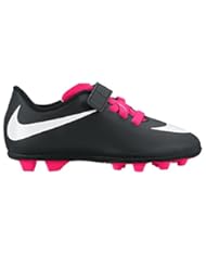 Shoes: Nike Junior Bravata (V) (FG-R) Kids Firm-Ground Football Cleats (12 Little Kid M, BLACK/WHITE/PINK )