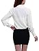 Allegra K Women Tie-bow Neck Puff Sleeve Top Sheer Chiffon Office Shirt