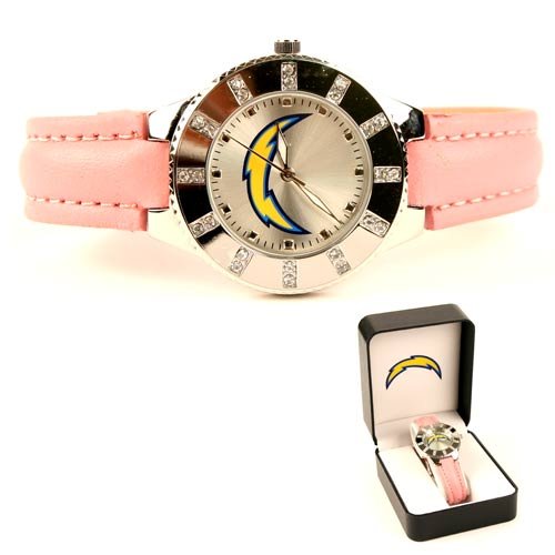 San Diego Chargers Sparkling Pink Band Ladies Watch in Gift Box