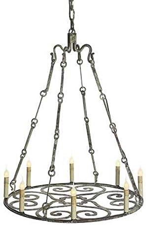 Rustic Handmade Ceiling Round Scrolled Wrought Iron Candle Chandelier