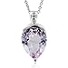 Pear Shaped Natural Amethyst Necklace Pendant in title=