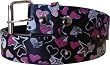 Black Sketchy Hearts, Stars and Skulls Printed Imitation Leather Belt