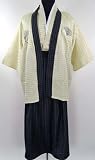 Japan Kimono Men's Haori Hakama Samura Robe Cream One Size