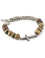 M.Cohen Handmade Designs Bone Beads with Sterling Silver Chain and Cross Charm