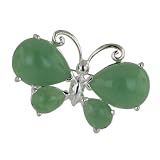 Sterling Silver Green Jade Butterfly Pin