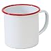 Crow Canyon Home Enamelware Mug, 12 ounce, Vintage White/Red (Set of 4)