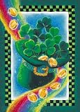 Rainbow, Clovers and Hat St. Patrick's Day Garden Size Mini Flag