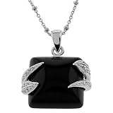 Black Onyx Square C.Z. Diamond Pendant