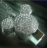Mickey Mouse Crystal USB Flash Drive with Necklace:8GB(silver)