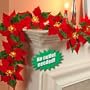 Cordless Lighted Poinsettia Garland