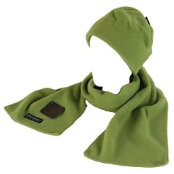 WINTER SKI SKATE POLAR FLEECE HAT BEANIE SCARF SET * LIME GREEN
