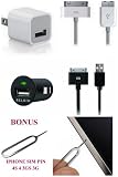 Latest VERSION!!! - Orginal Belkin Micro Auto Car Charger with Charge Sync Cable for (Verizon Sprint ATT) iPhone 4S 4 + Apple A1265 USB Power Adapter (OEM) Charger Cube (MB352LL + MA591G) for Apple iPhone 4S 4G iPod, Touch for (Verizon Sprint ATT) iPhone 4S 3GS 4
