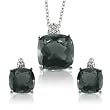 Sterling Silver Fancy Cut Grey CZ Necklace and Earring Set