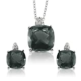 Tressa Sterling Silver Fancy Cut Grey CZ Necklace and Earring Set
